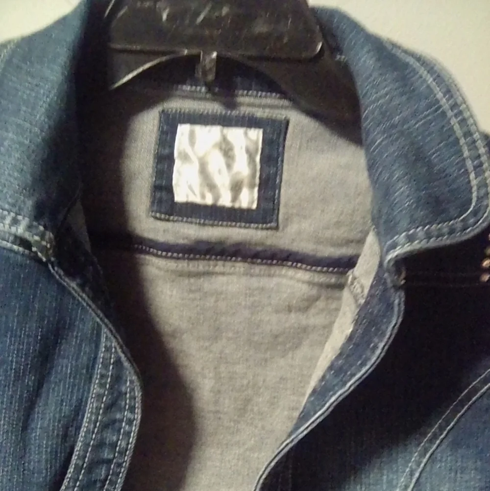 Justice girls denim cap sleeve sequin vest. Size 14